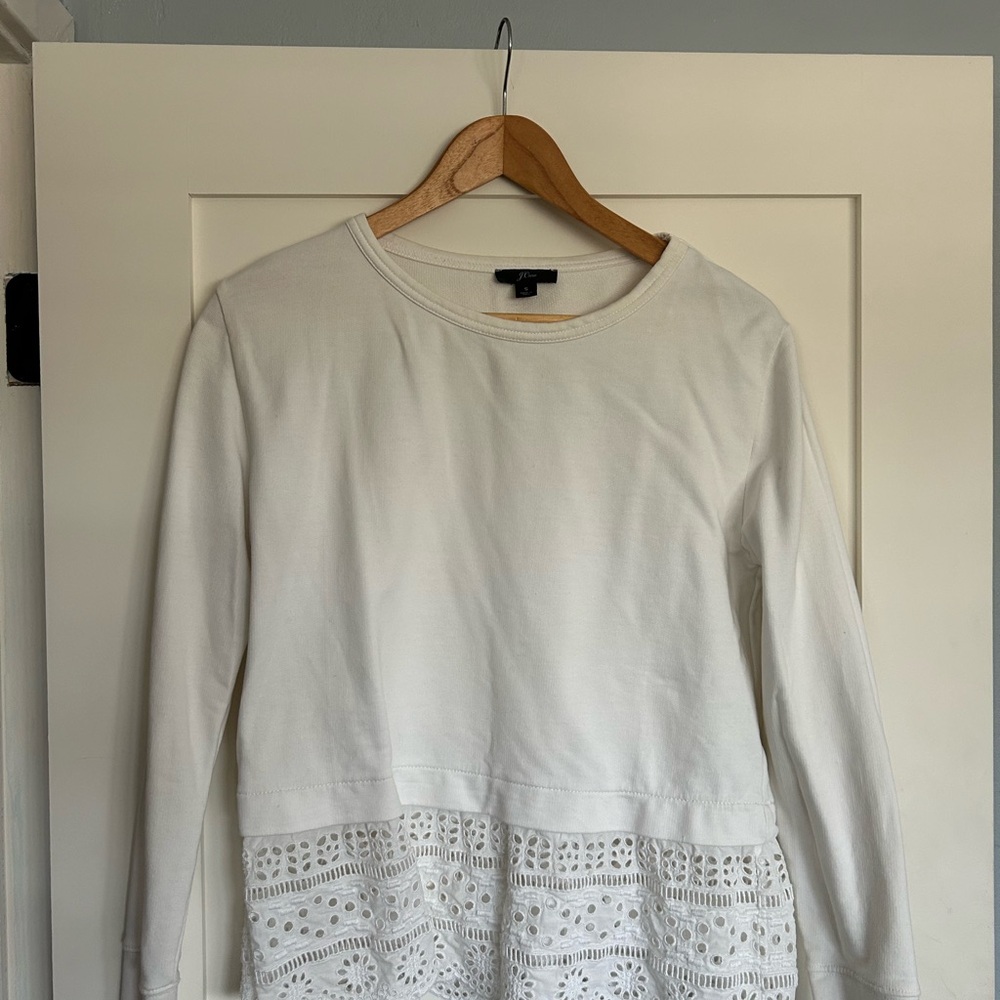 Women's Cream Eyelet Hem Top